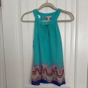 Lilly Pulitzer silk Rohan Tank Shorely Blue sz M
